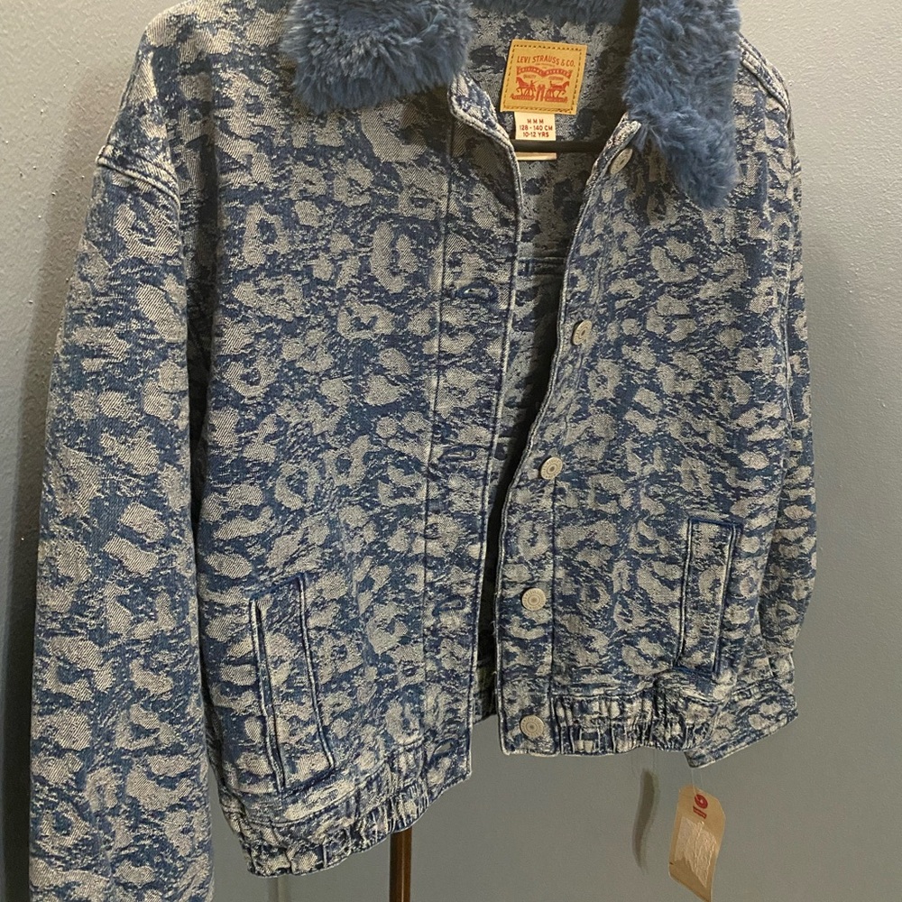 Levi’s Kids Blue Patterned Denim Jacket Size M (10–12 Yrs) Brand New $60 Retail